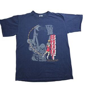 Vintage Shoot Hoops Basketball T-Shirt Navy Blue XL USA Made  Kingstree Classic
